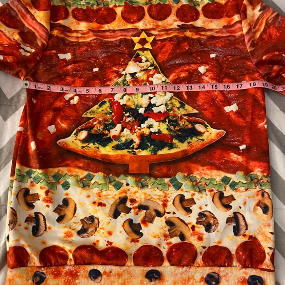 Ugly Christmas Pizza Sweatshirt Extra Cheese! - Picture 11 of 14